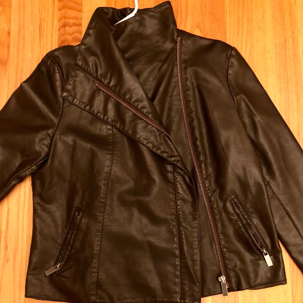 Ann Taylor faux leather jacket dark brown